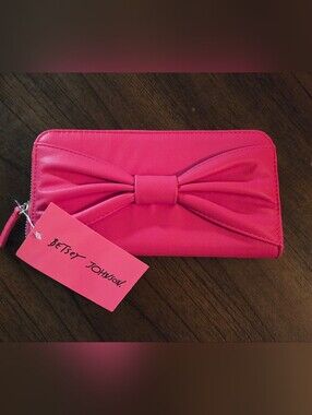 NWT Betsey Johnson Pink Bow Clutch Wallet